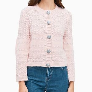 Kate Spade Sparkly Pink Cardigan with Sparkly Buttons, Size L